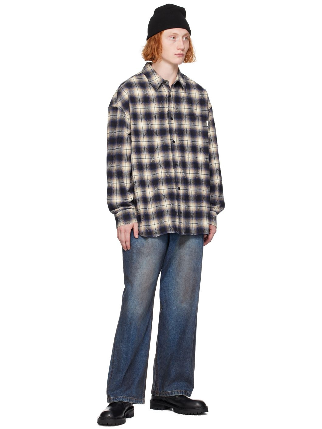 Indigo Oil-Washed Offset Jeans - 4
