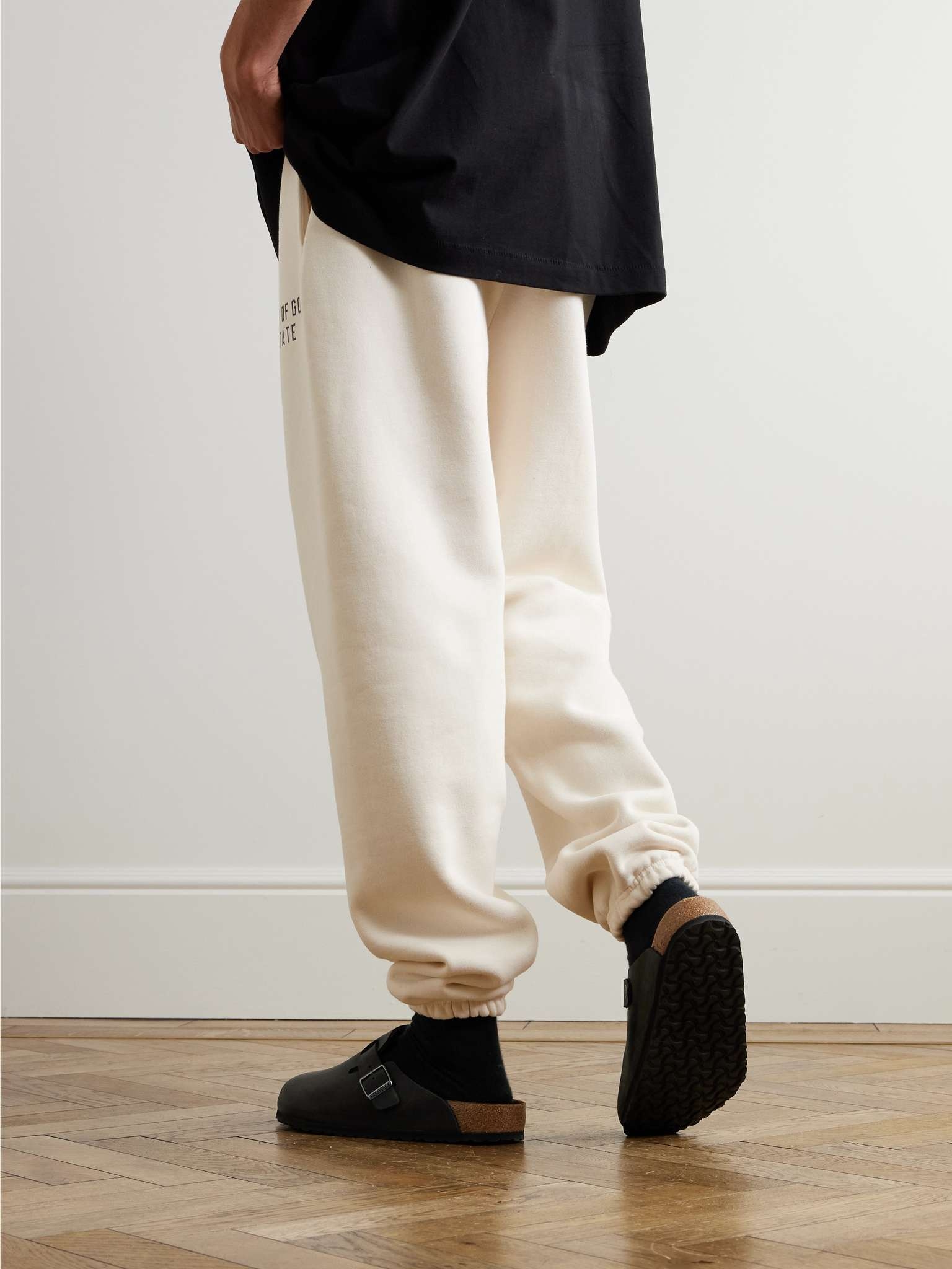 Tapered Logo-Print Appliquéd Cotton-Blend Jersey Sweatpants - 3