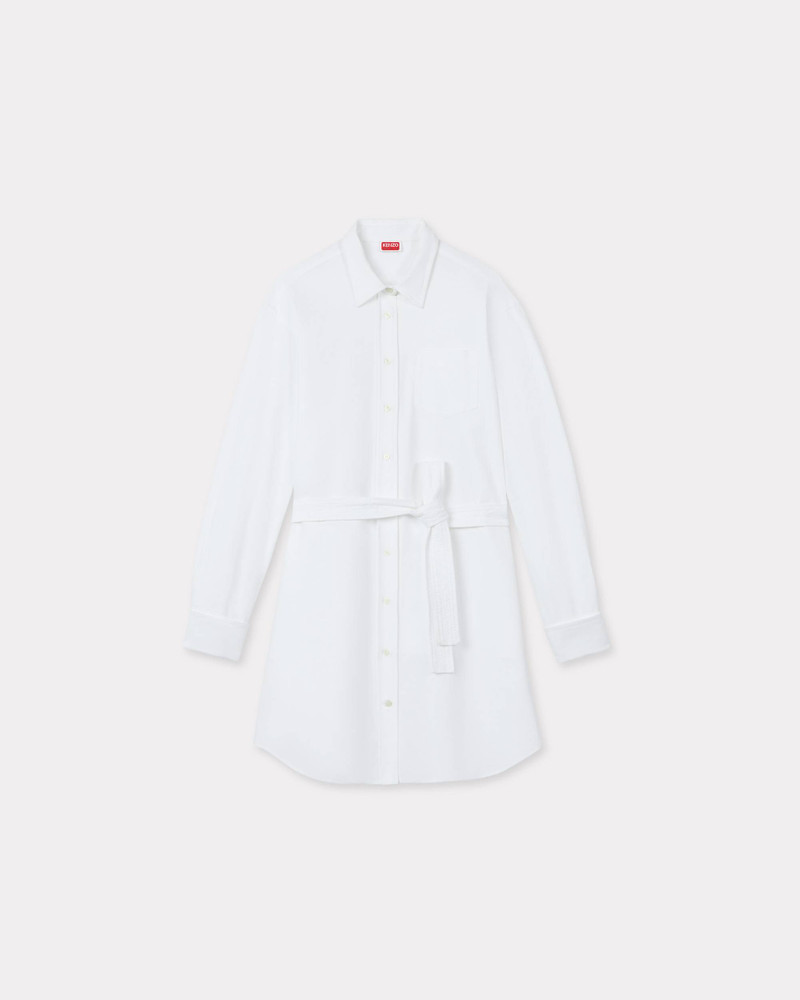 Shirt dress with kimono sleeves in oxford cotton - 1