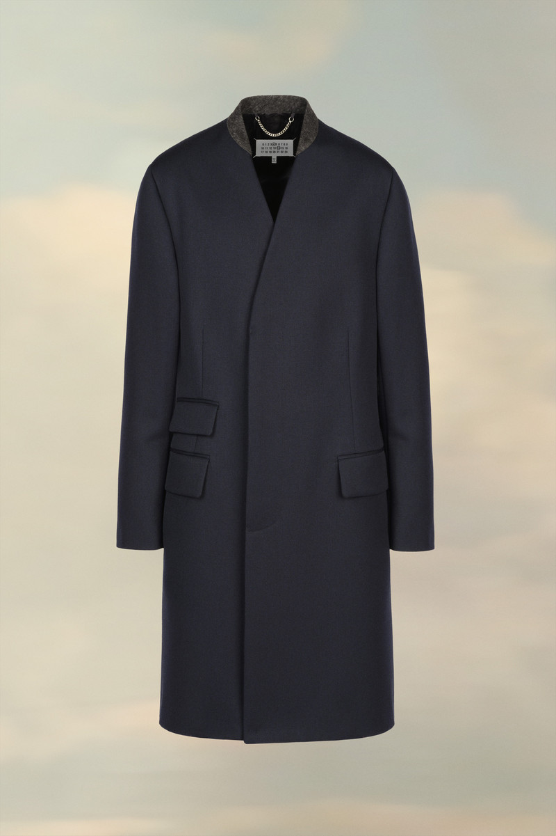 Collarless Wool Coat 1
