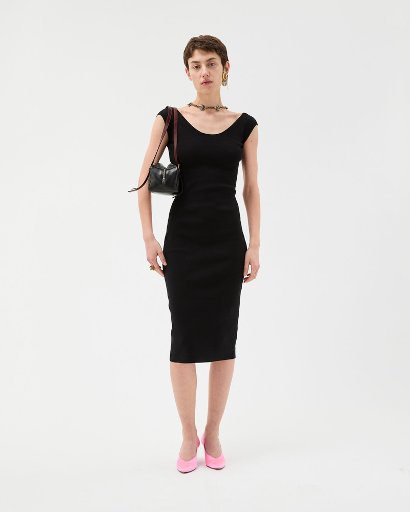 VERSACE Cotton Ribbed Knit Midi Dress outlook