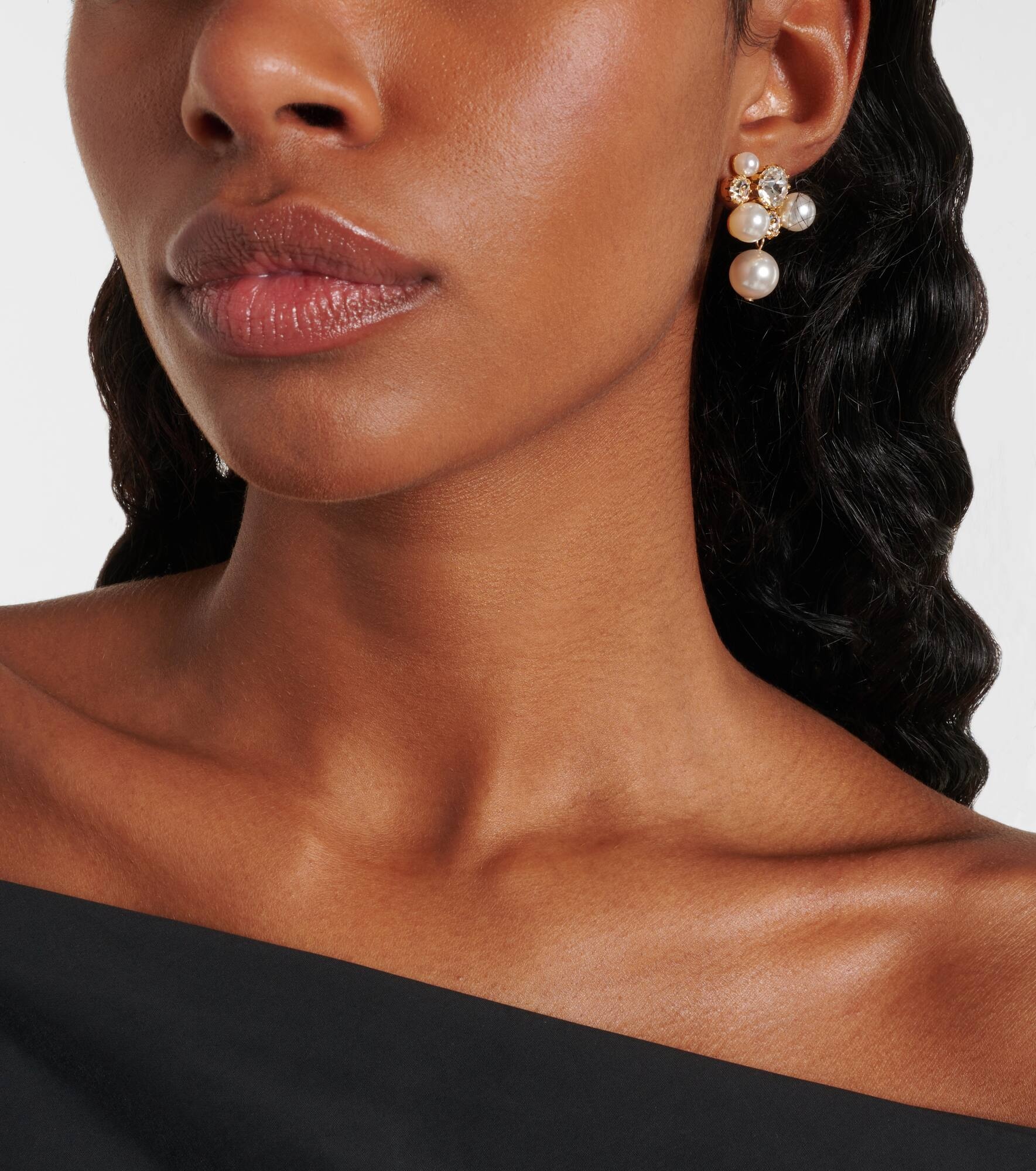 Bristol crystal-embellished faux pearls gold-plated stud earrings - 6