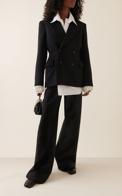 Maison Margiela Button-Lined Wool-Mohair Wide-Leg Pants black outlook