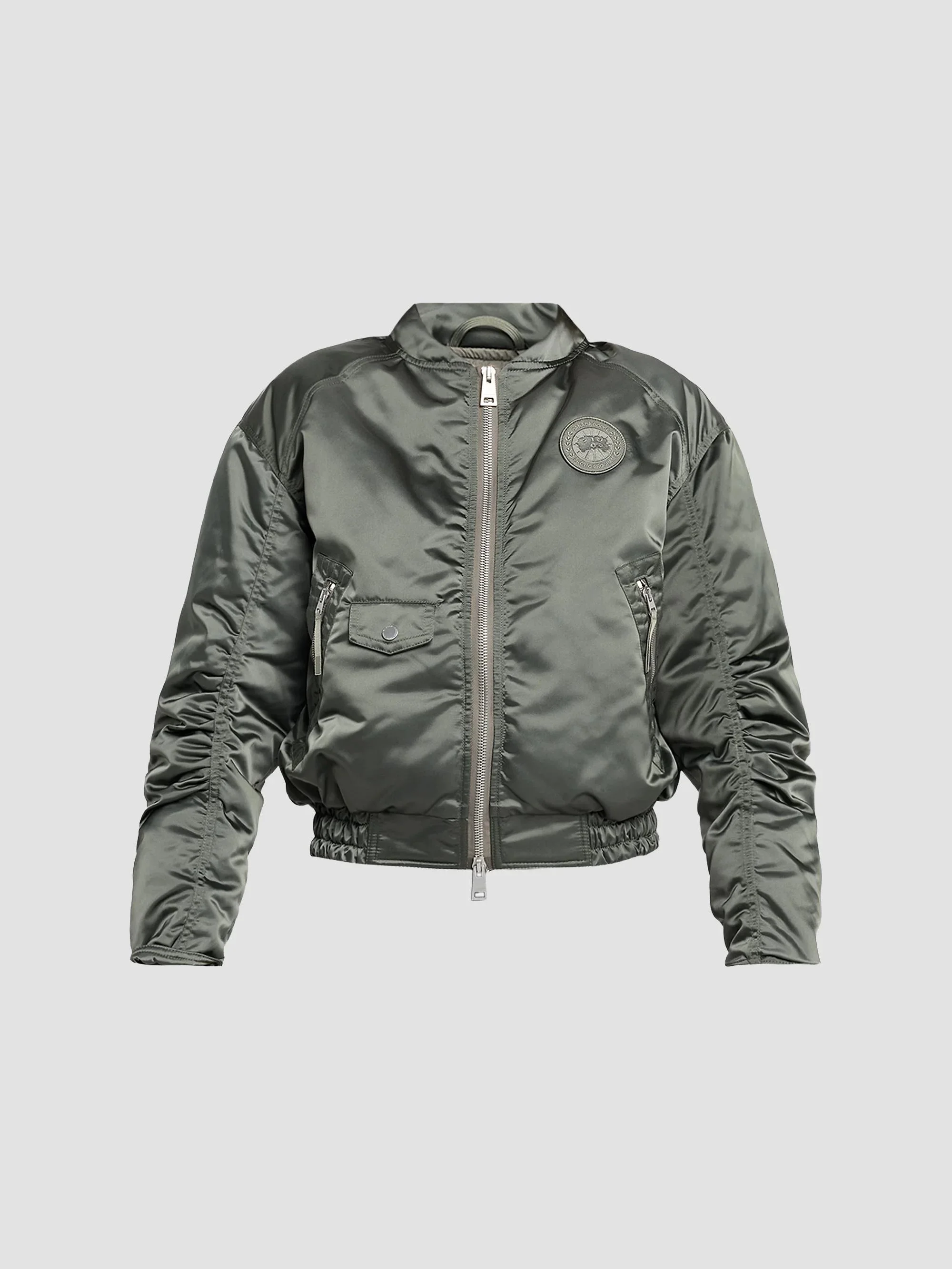 Women's Jade Satin & Down Bomber Jacket - Sagebrush - 1