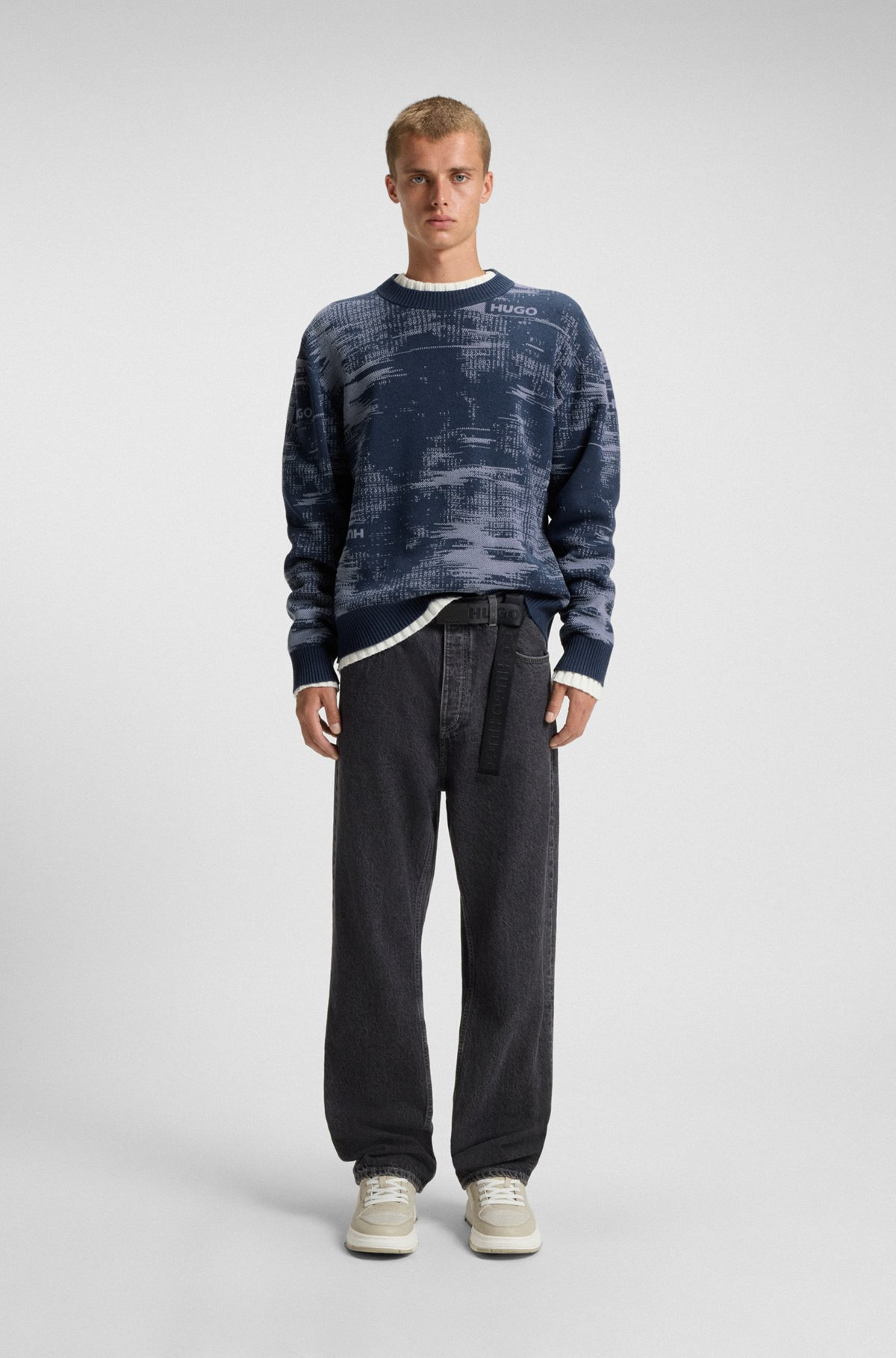RELAXED-FIT SWEATER IN COTTON WITH JACQUARD PATTERN - 4