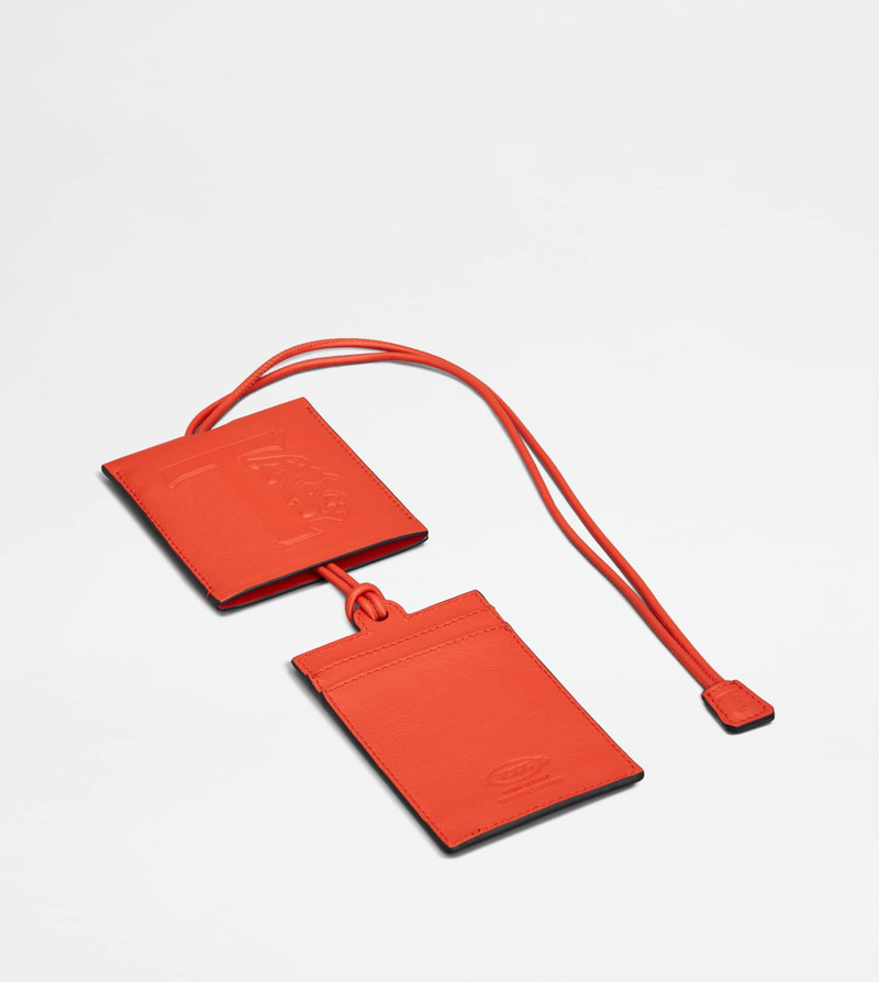 TOD'S NECK CARD HOLDER IN LEATHER SMALL - ORANGE 3