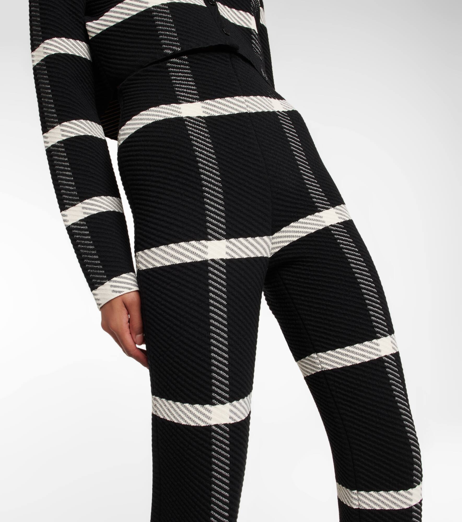 Checked wool-blend stirrup leggings - 4