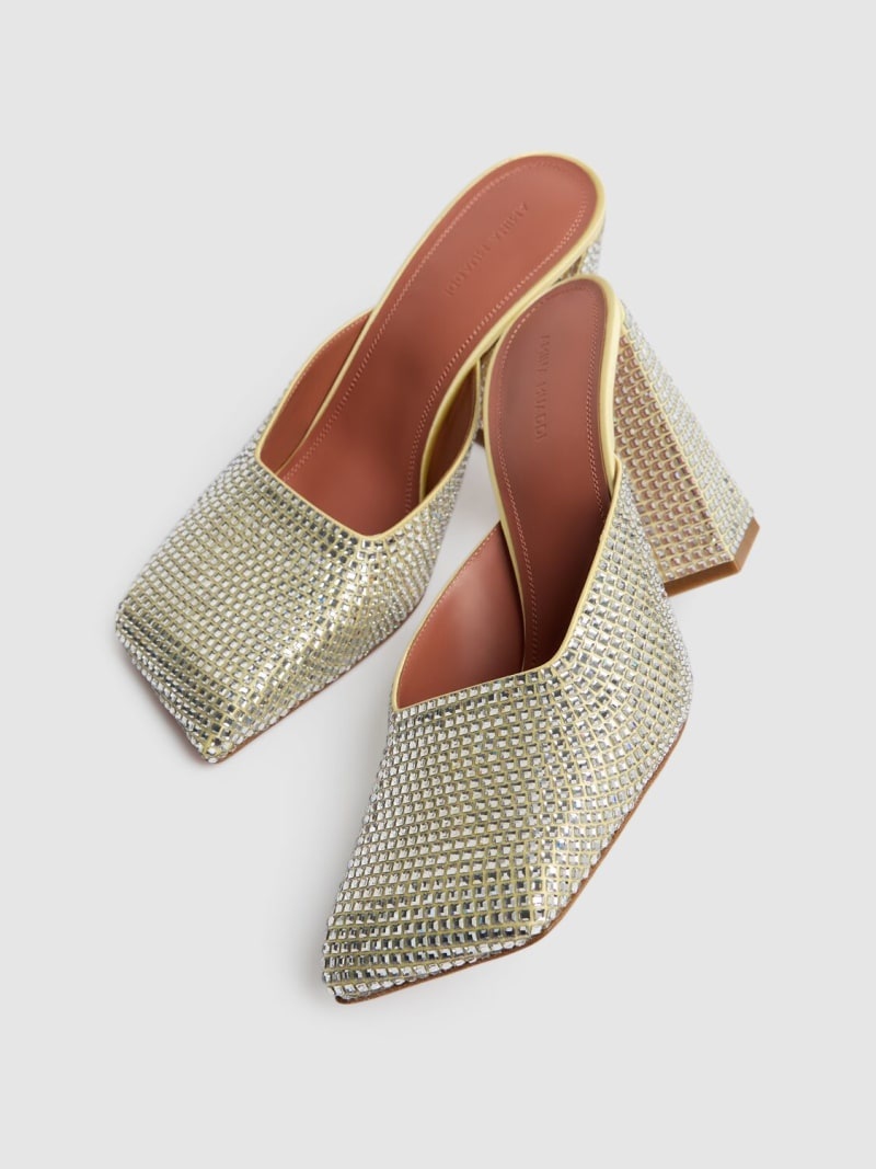 95mm Charlotte satin & crystal mules - 2