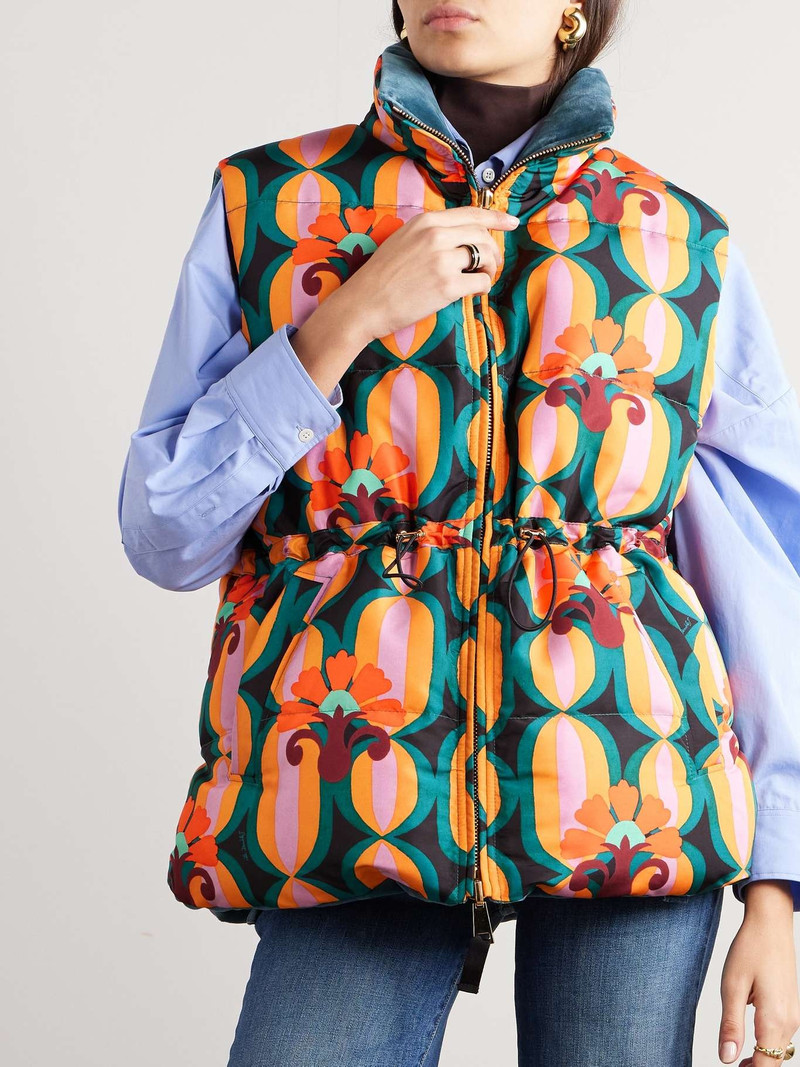 Reversible printed quilted shell and velvet vest 3