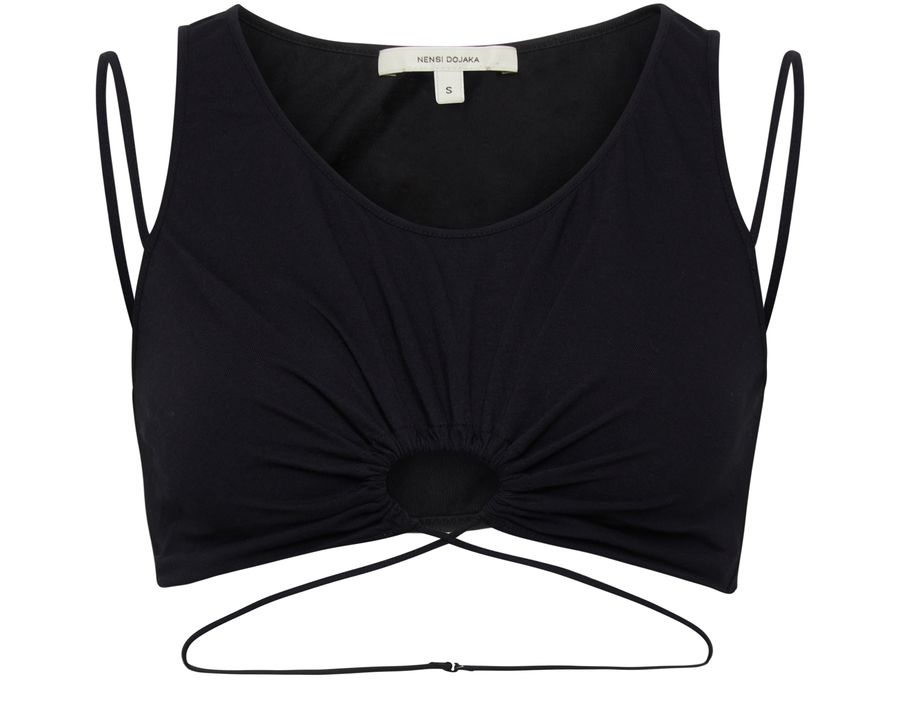 Cropped Tank Top With Front Key Hole - 1