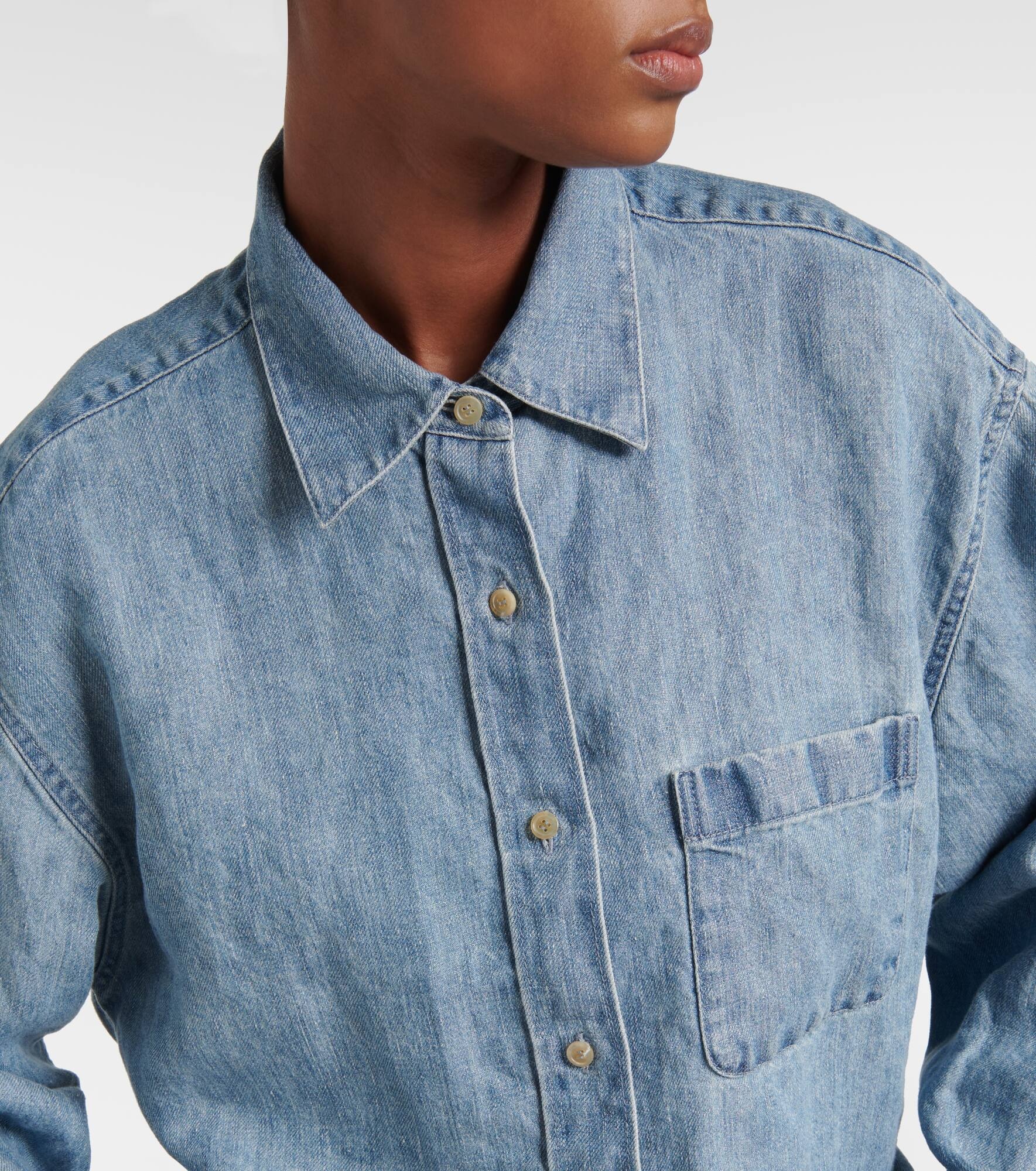 Nesson oversized linen denim shirt - 4