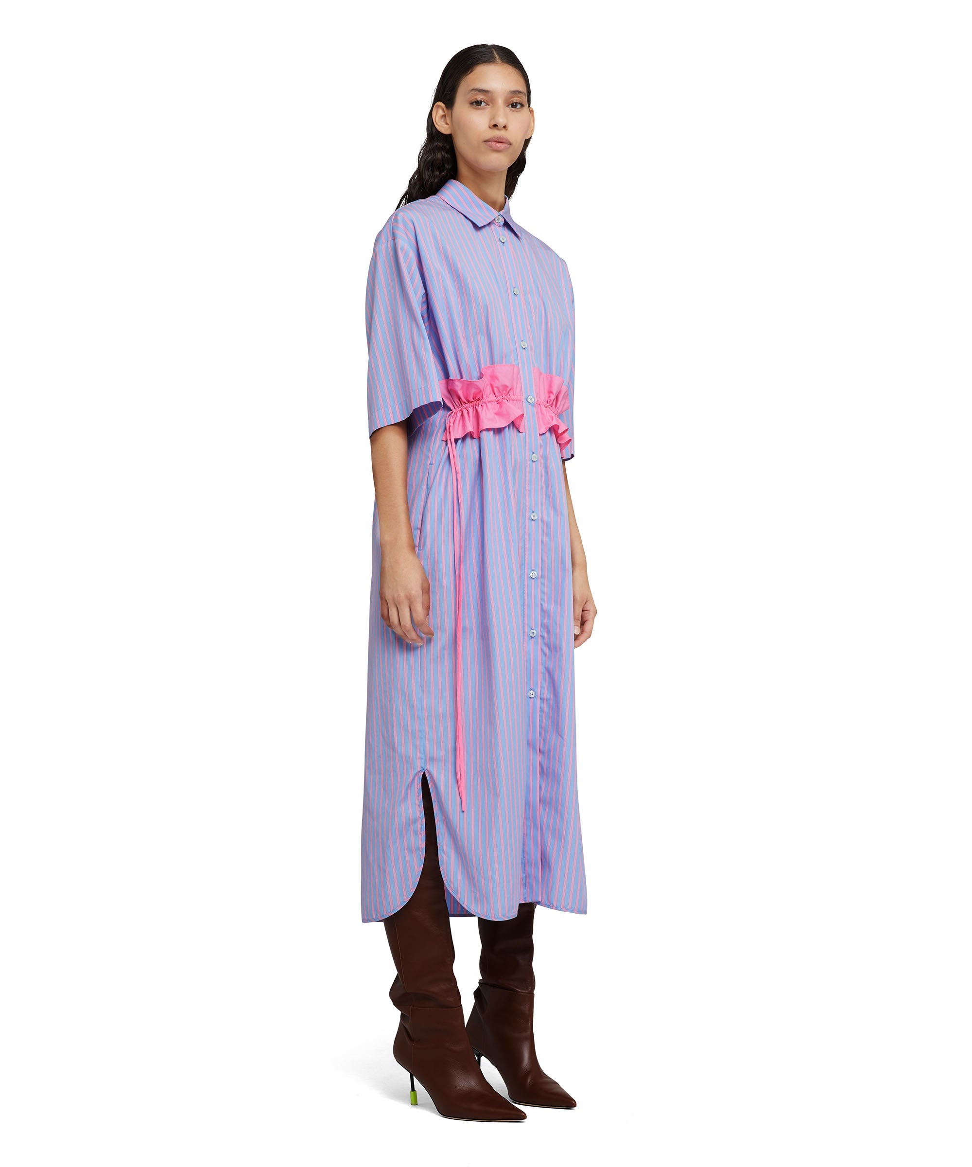 Poplin cotton chemisier dress with ruffled details - 4