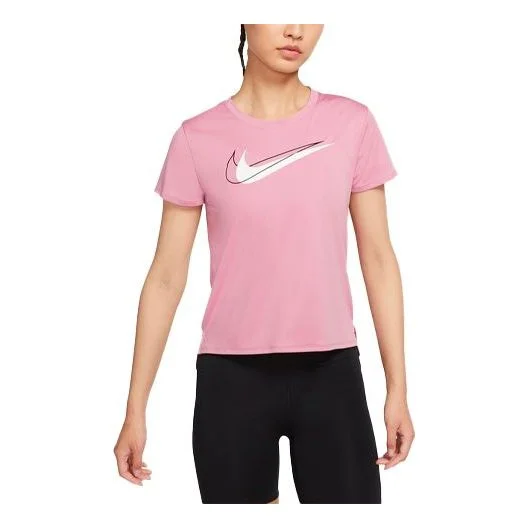 (WMNS) Nike Dri-FIT Swoosh Run Logo Printing Round-neck Pink DD4899-630 - 1
