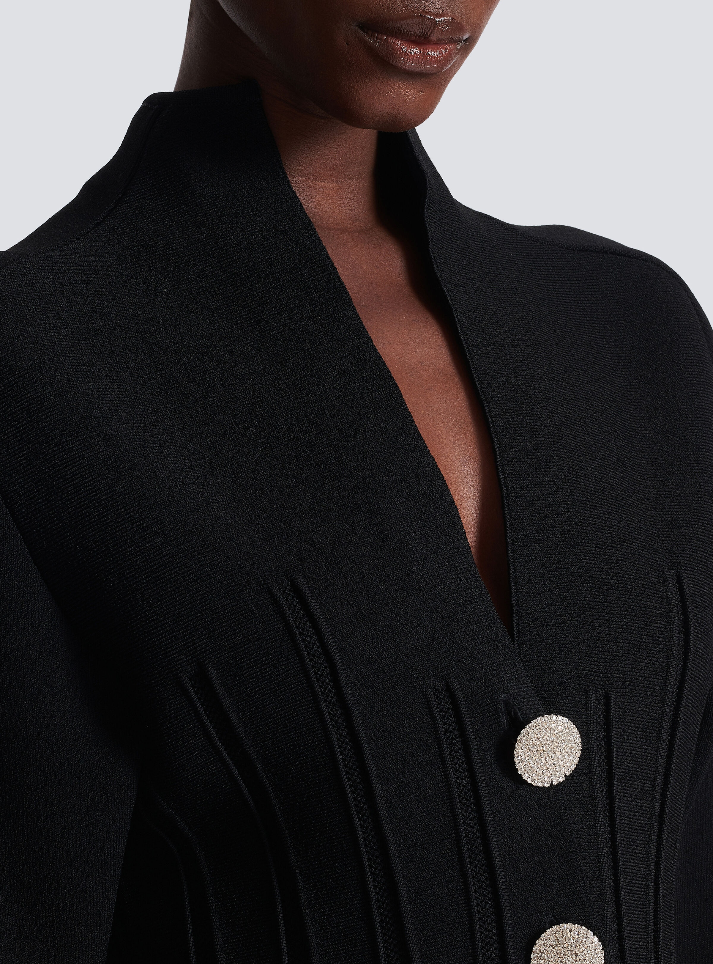 Ribbed knit peplum cardigan - 7