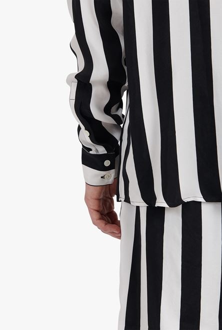 Oversized black and white striped cuprammonium shirt - 5