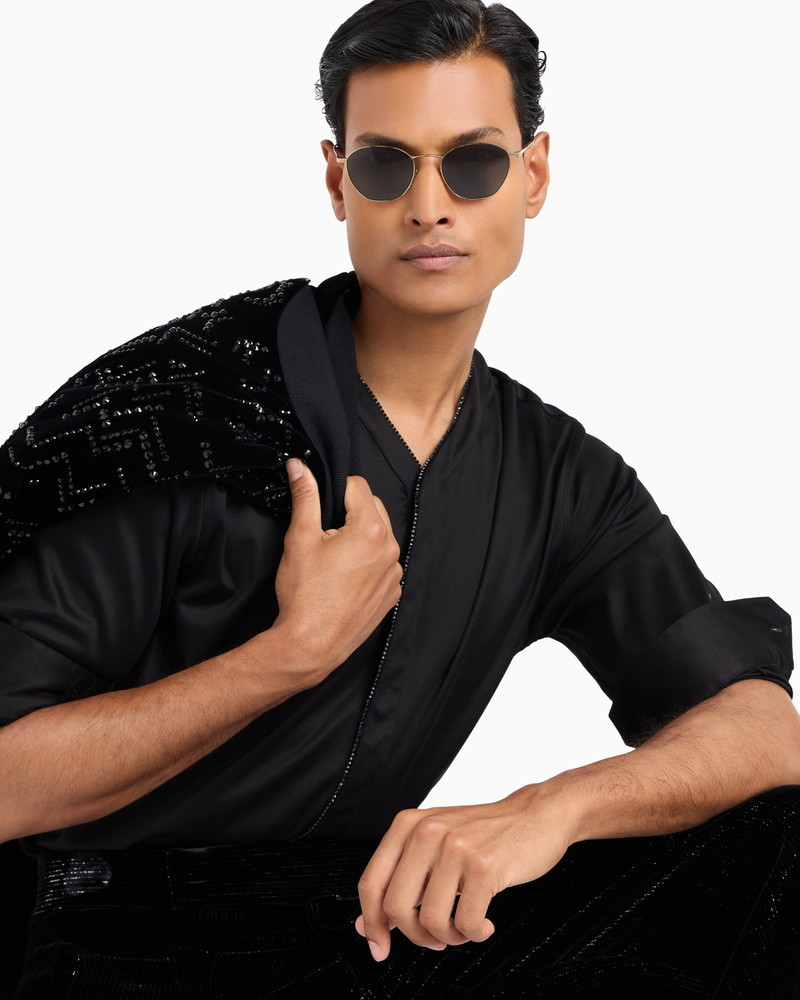 Giorgio’s velvet bomber jacket with applied rhinestones 7