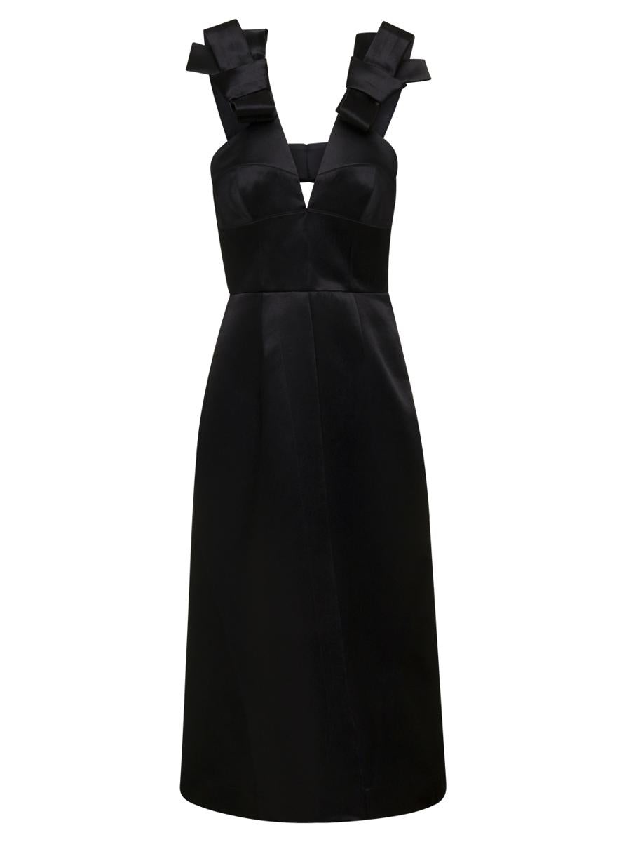 JIL SANDER SATIN SLEEVELESS MIDI DRESS - 1