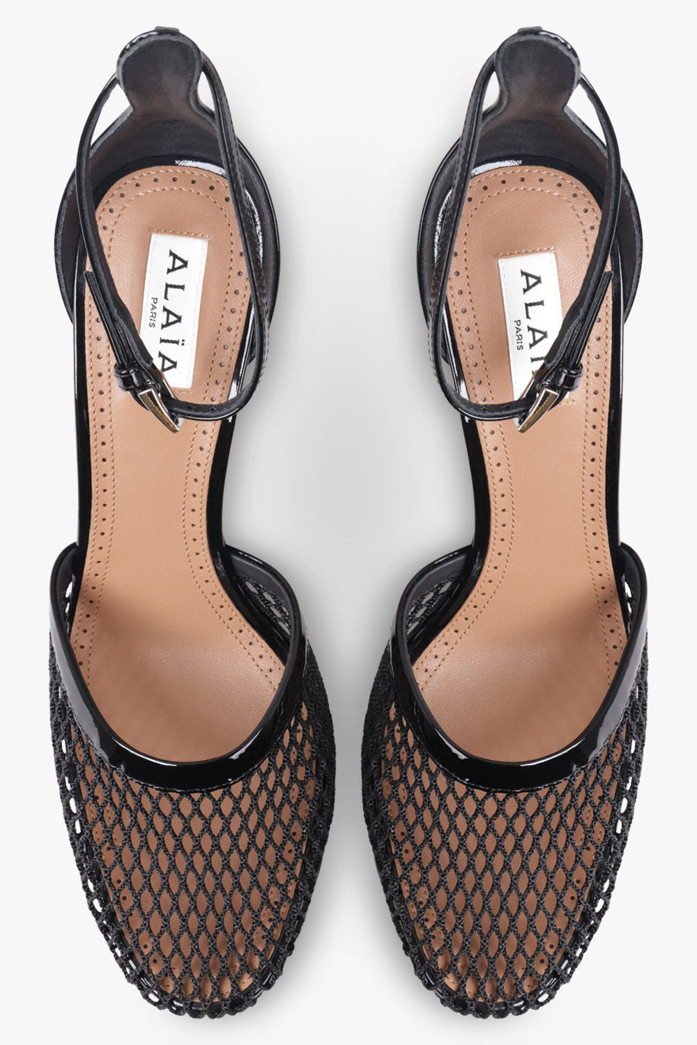 FISHNET 90MM ANKLE STRAP HEEL | BLACK - 4