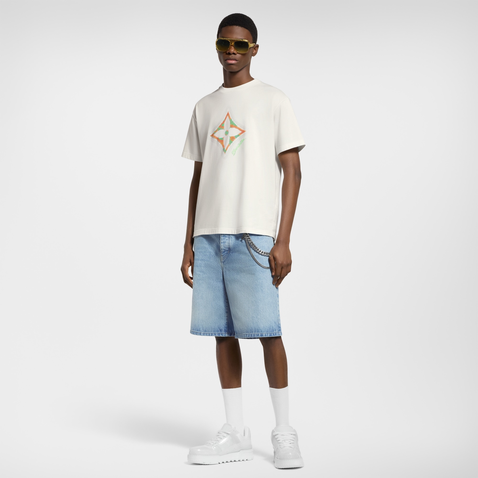 Monogram Flower 3D Gradient Print T-Shirt - 4