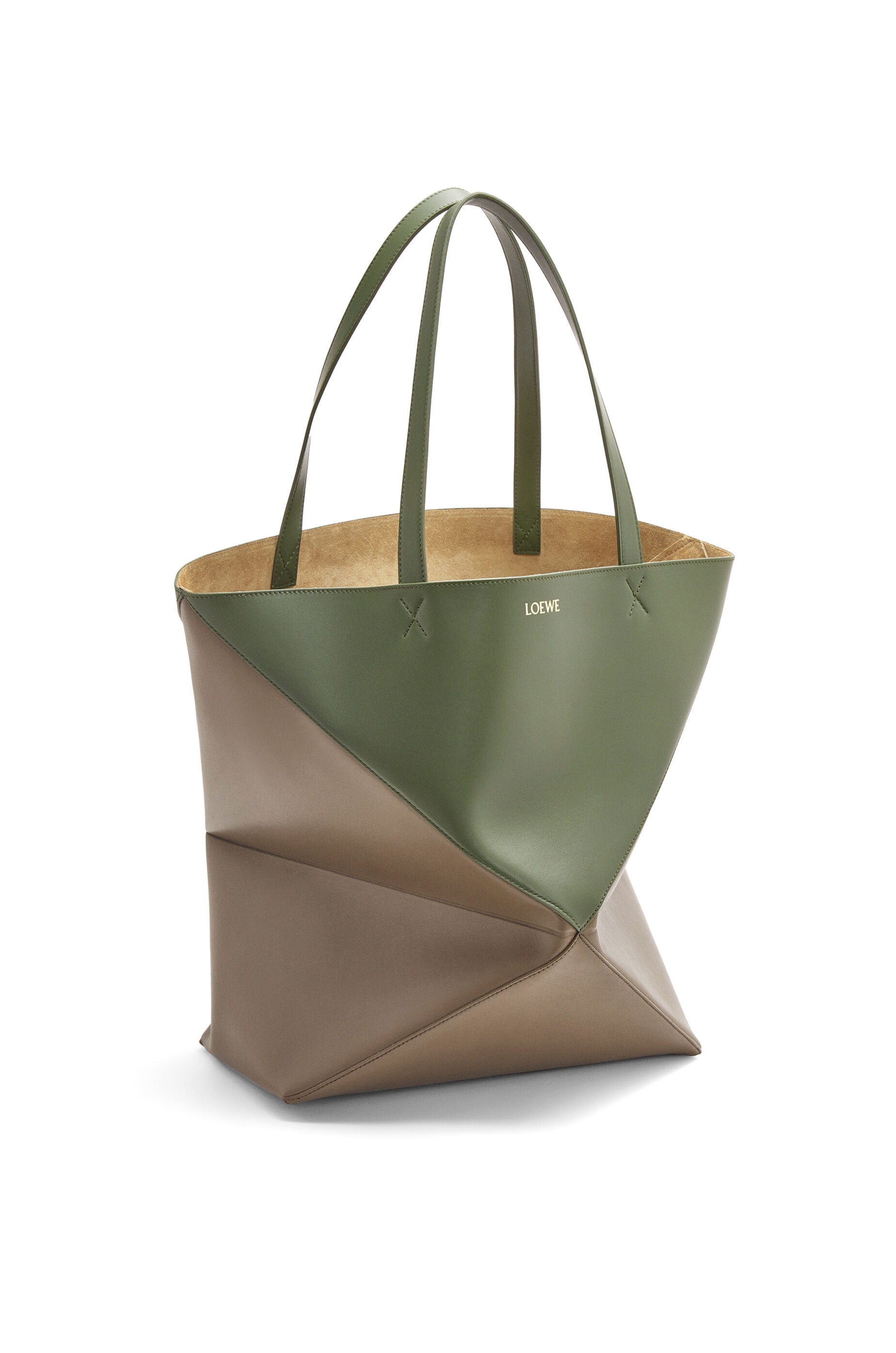 Large Puzzle Fold Tote in shiny calfskin - 2