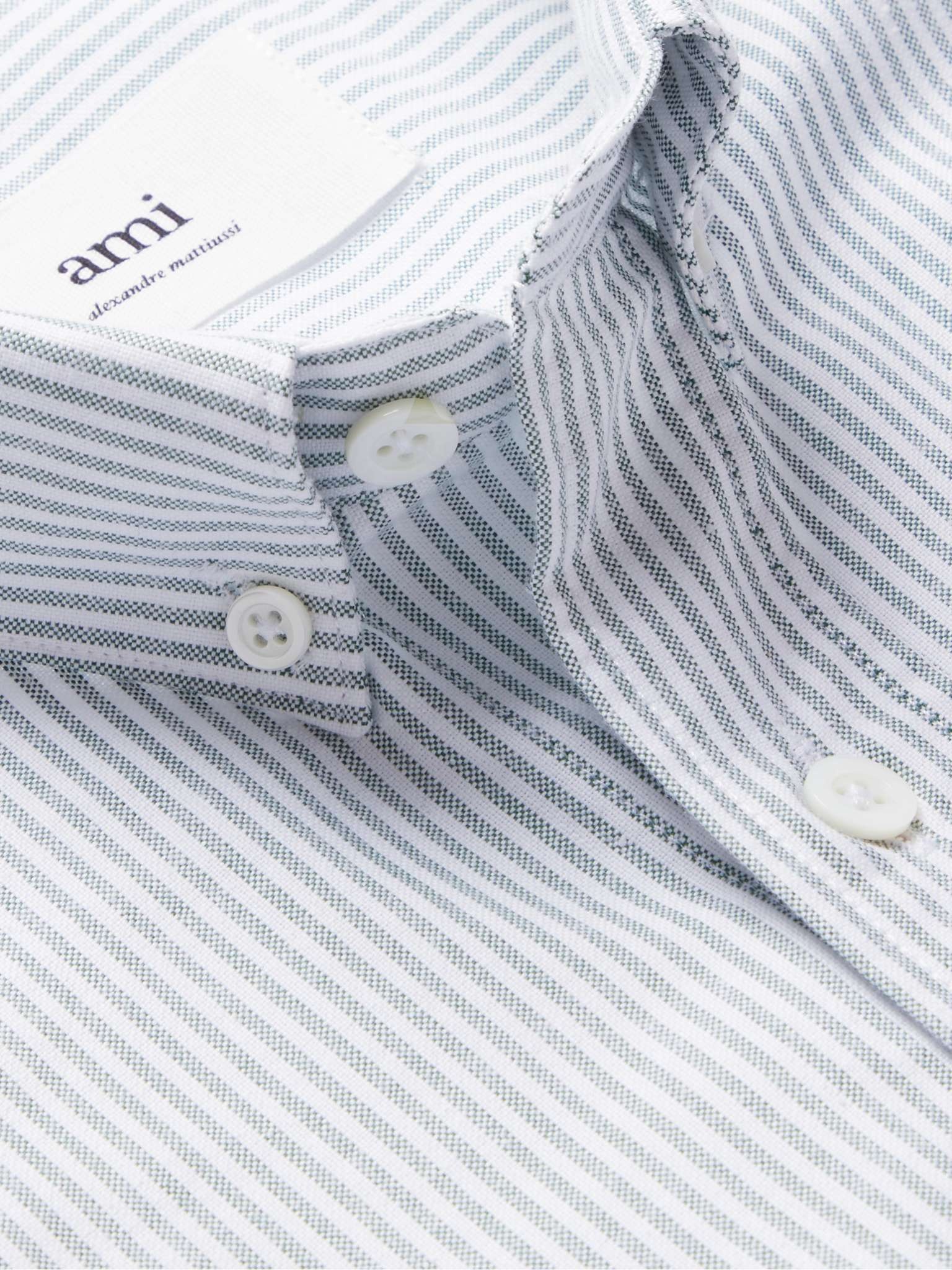 Button-Down Collar Logo-Embroidered Striped Cotton Shirt - 5