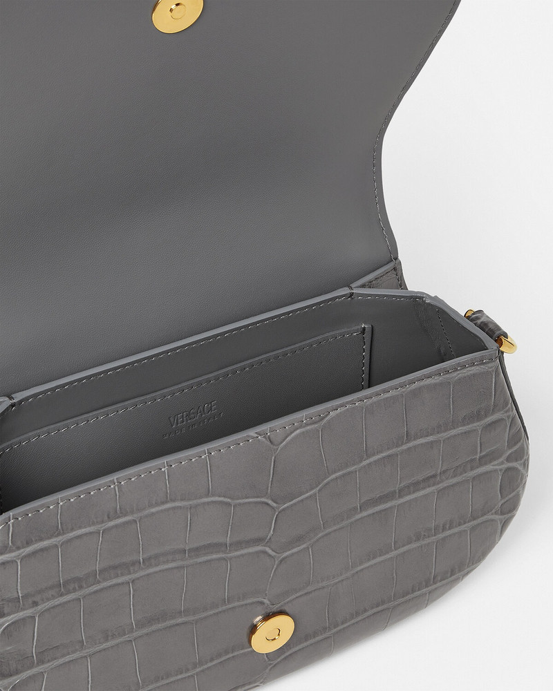 Croc-Effect Greca Goddess Shoulder Bag 5