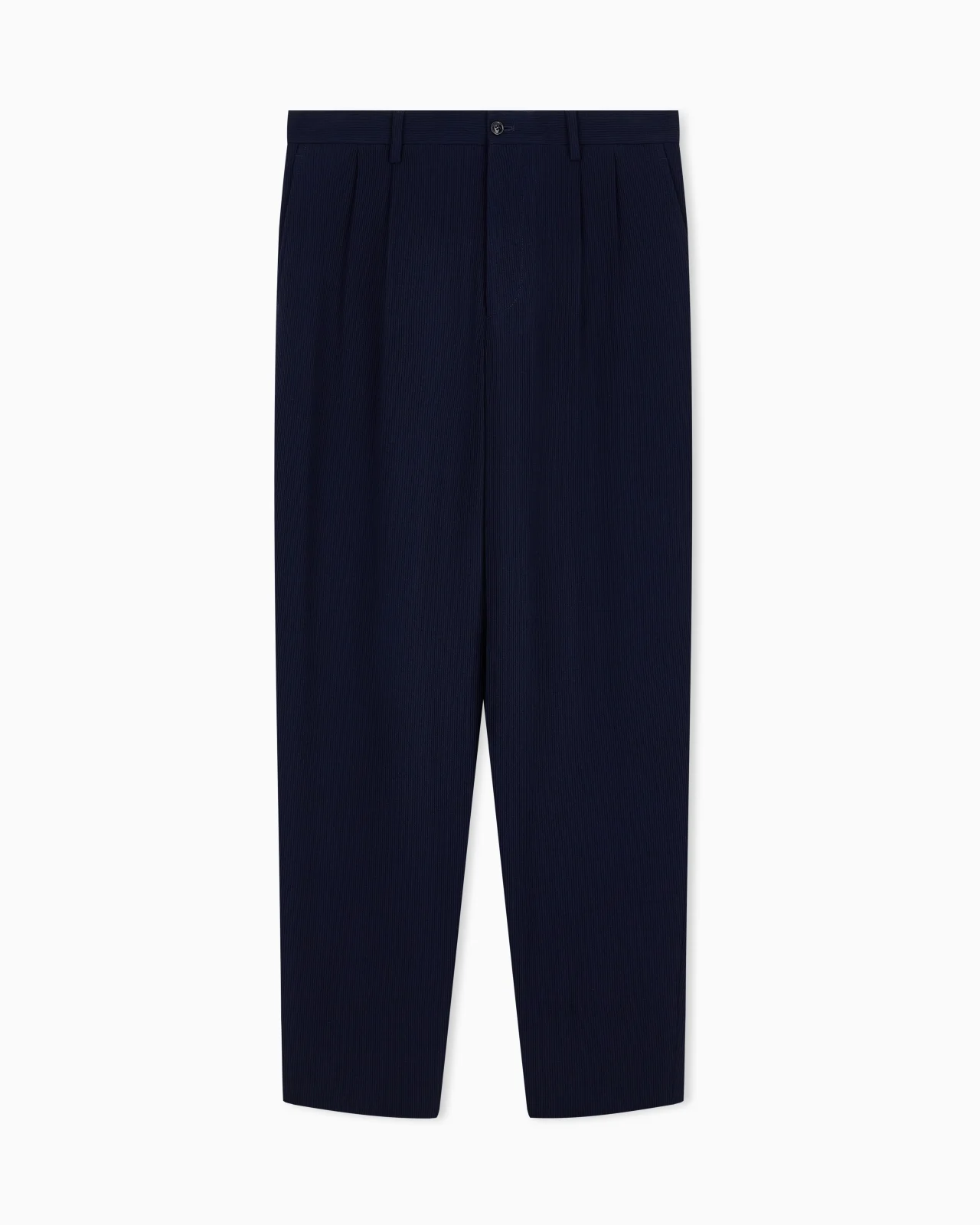 TWO-PLEAT PANTS IN VELVET-EFFECT VIRGIN WOOL AND VISCOSE - 1