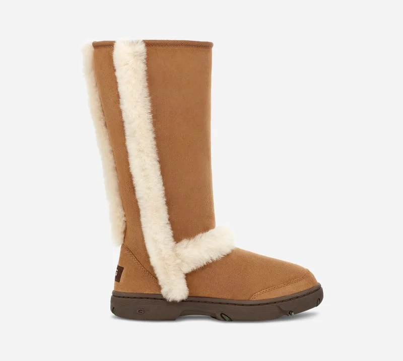® Women's Sunburst Tall Warm Sheepskin Boots in Brown/ - 1