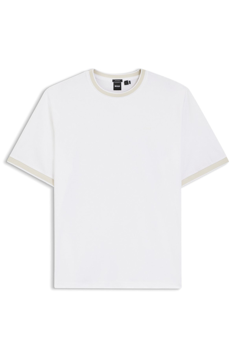 STRIPE-TRIM T-SHIRT IN MERCERISED COTTON 1