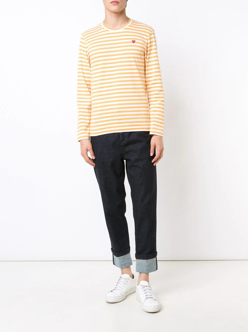 Comme des Garçons PLAY heart logo striped T-shirt outlook