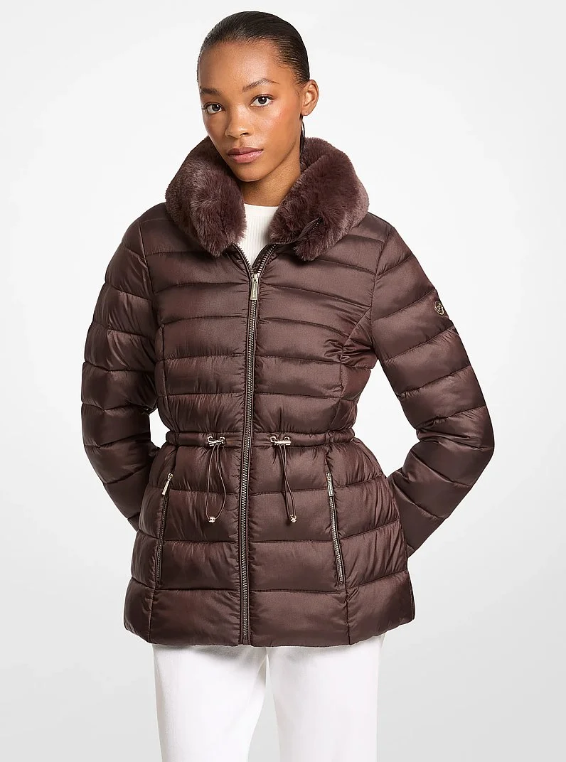 Faux Fur Quilted Puffer Jacket - 1