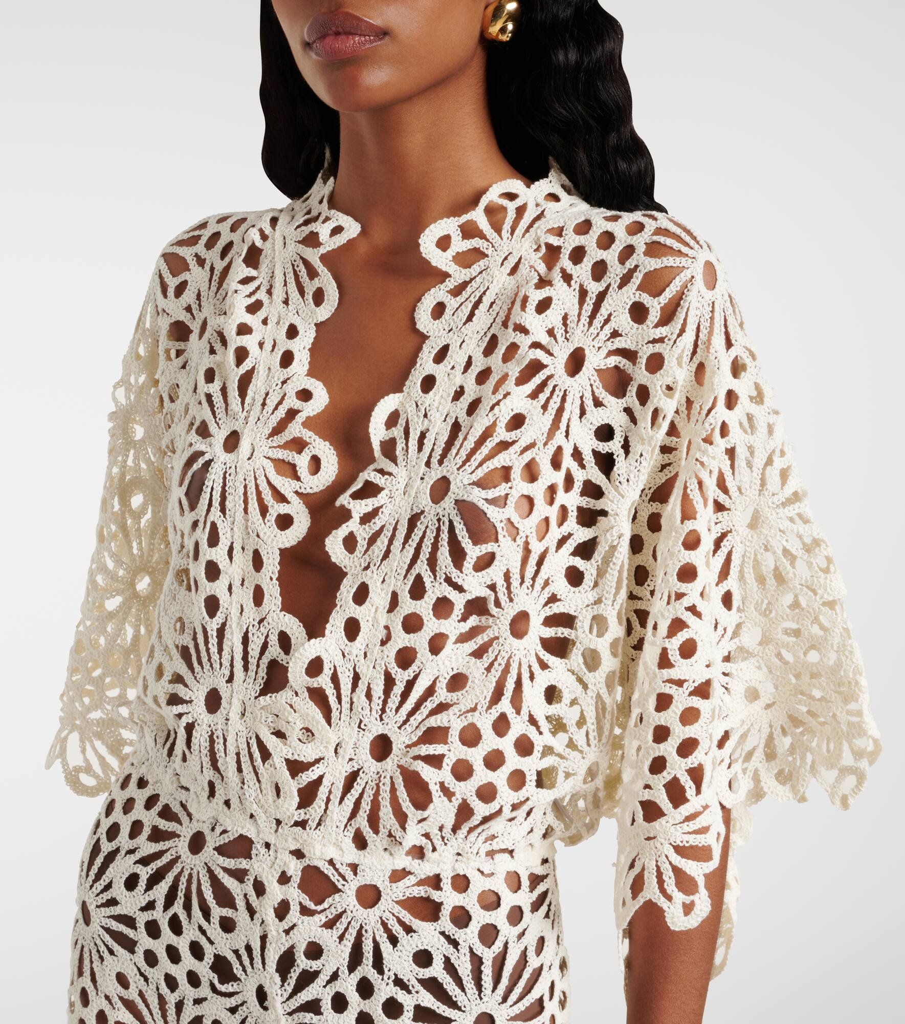 Crochet cotton-blend minidress - 4