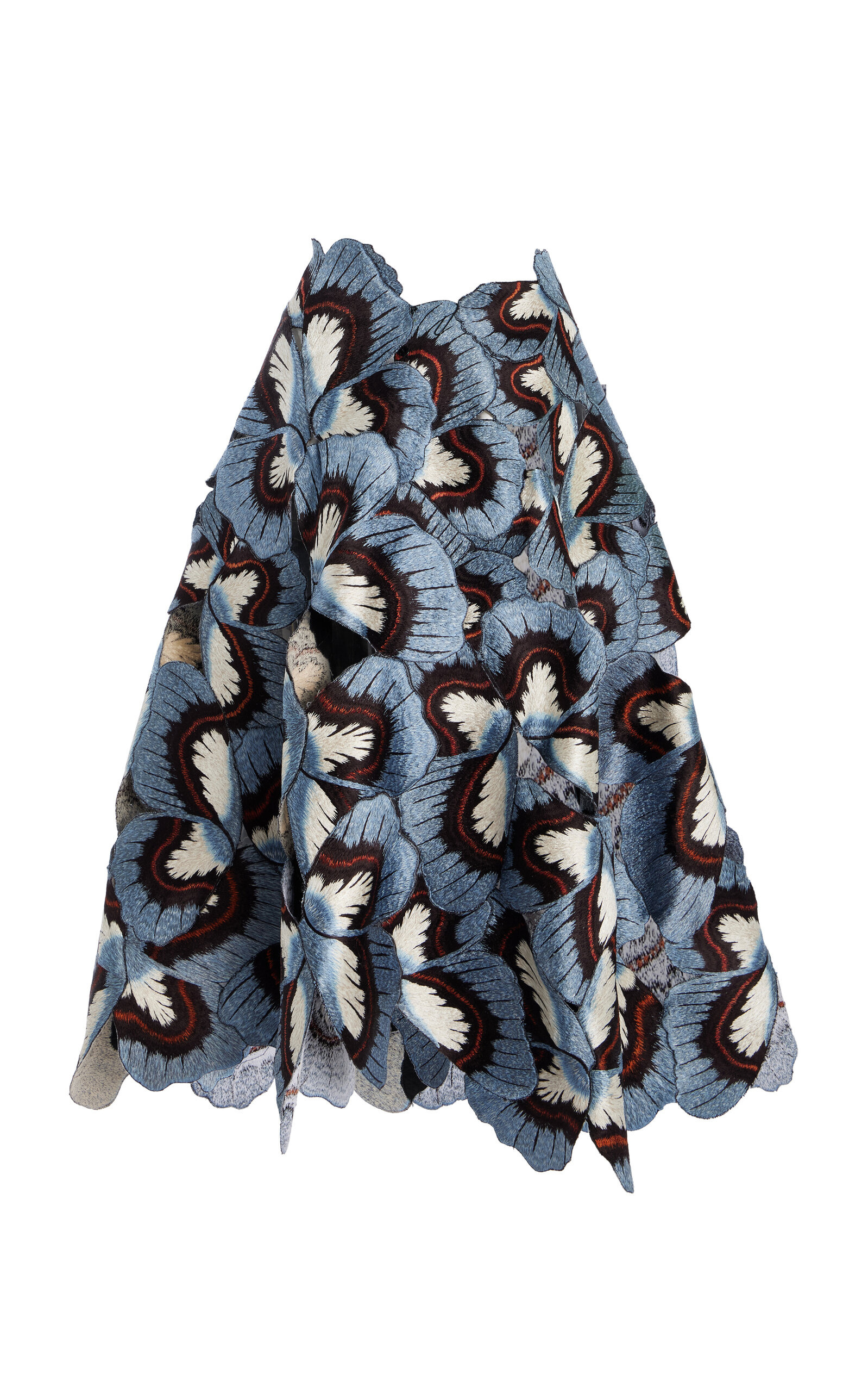 Embroidered Threadwork Midi Skirt blue - 5