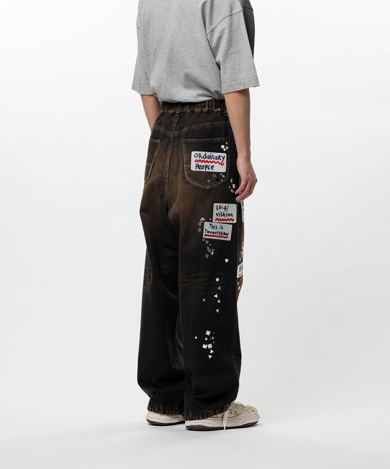 Embellished Sticker Denim Pants 5