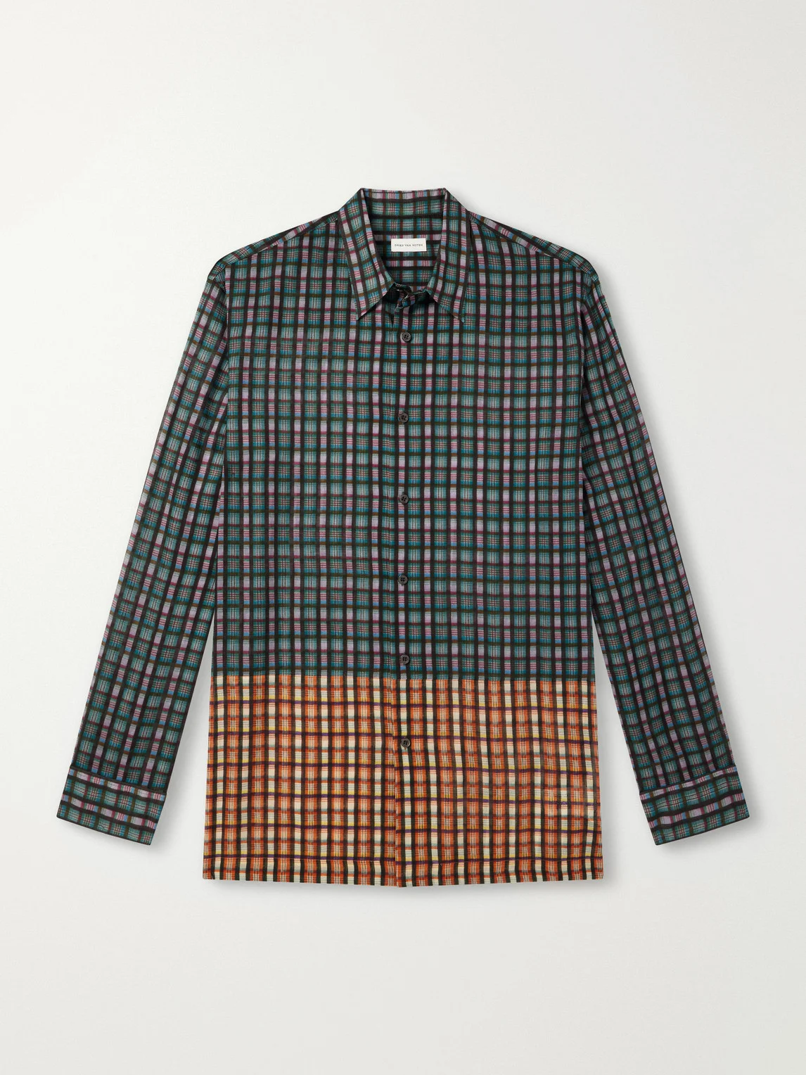 Paneled Checked Cotton-Voile Shirt - 1