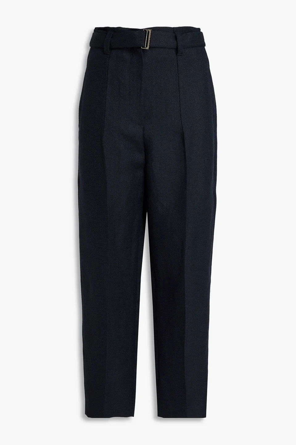 Belted linen-twill tapered pants - 1