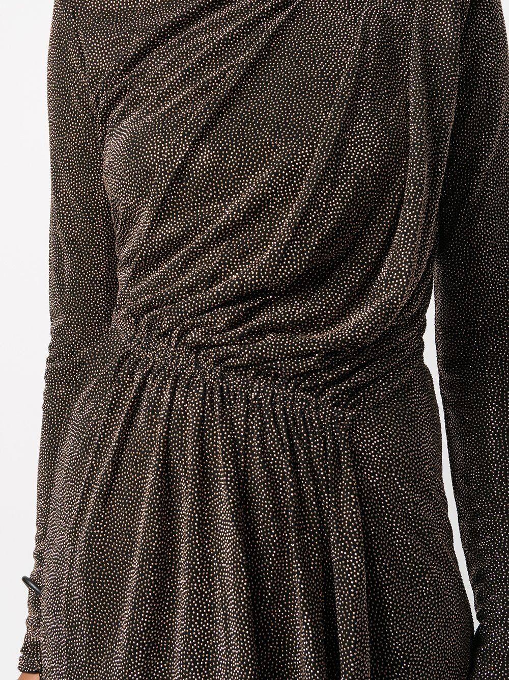 draped metallic padded-shoulder dress - 5