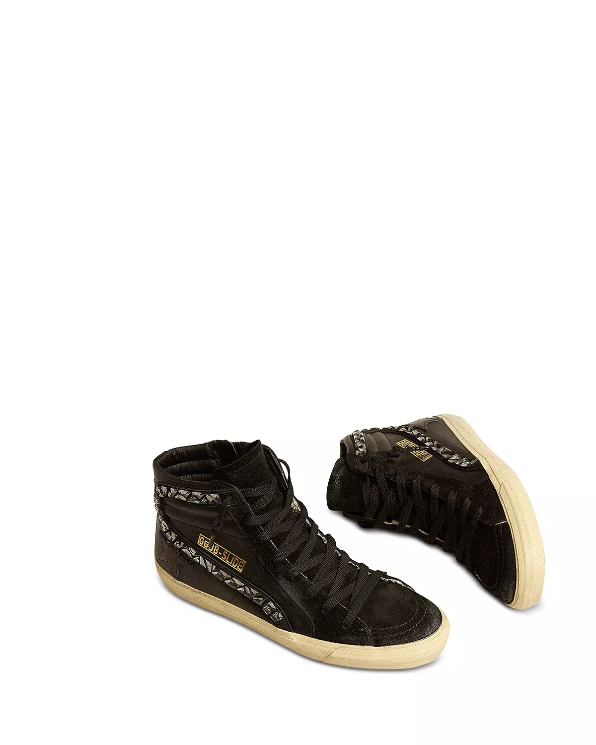Women's Slide Embellished High Top Sneakers - 3