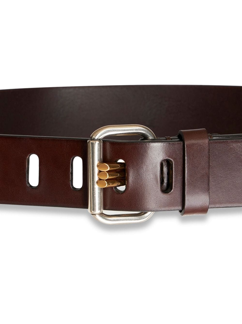 silver-tone leather belt - 2
