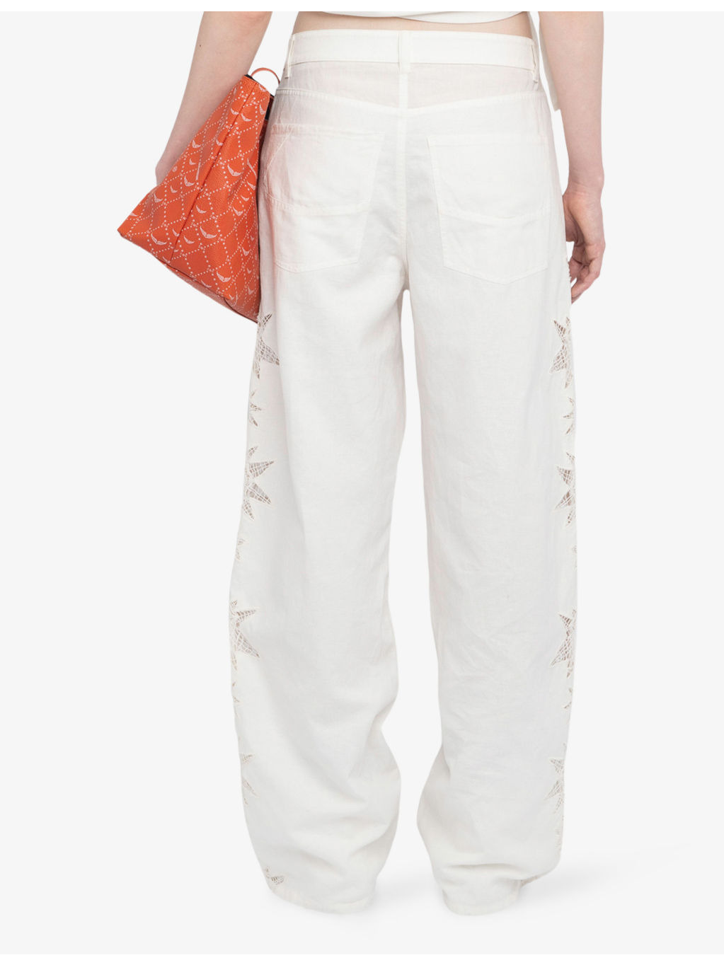 Elfy Embroidered-Lace Wide-Leg High-Rise Linen and Cotton-Blend Trousers - 4
