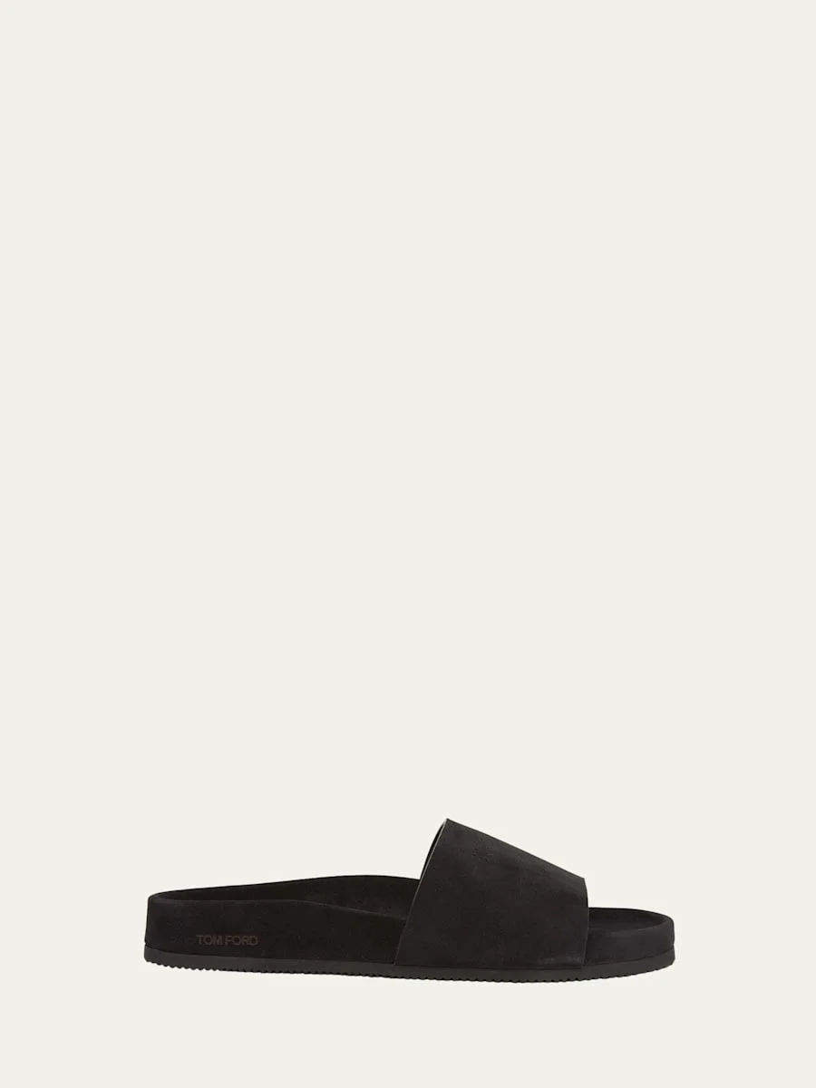 Men's Wicklow Perforated Suede Slides - 1