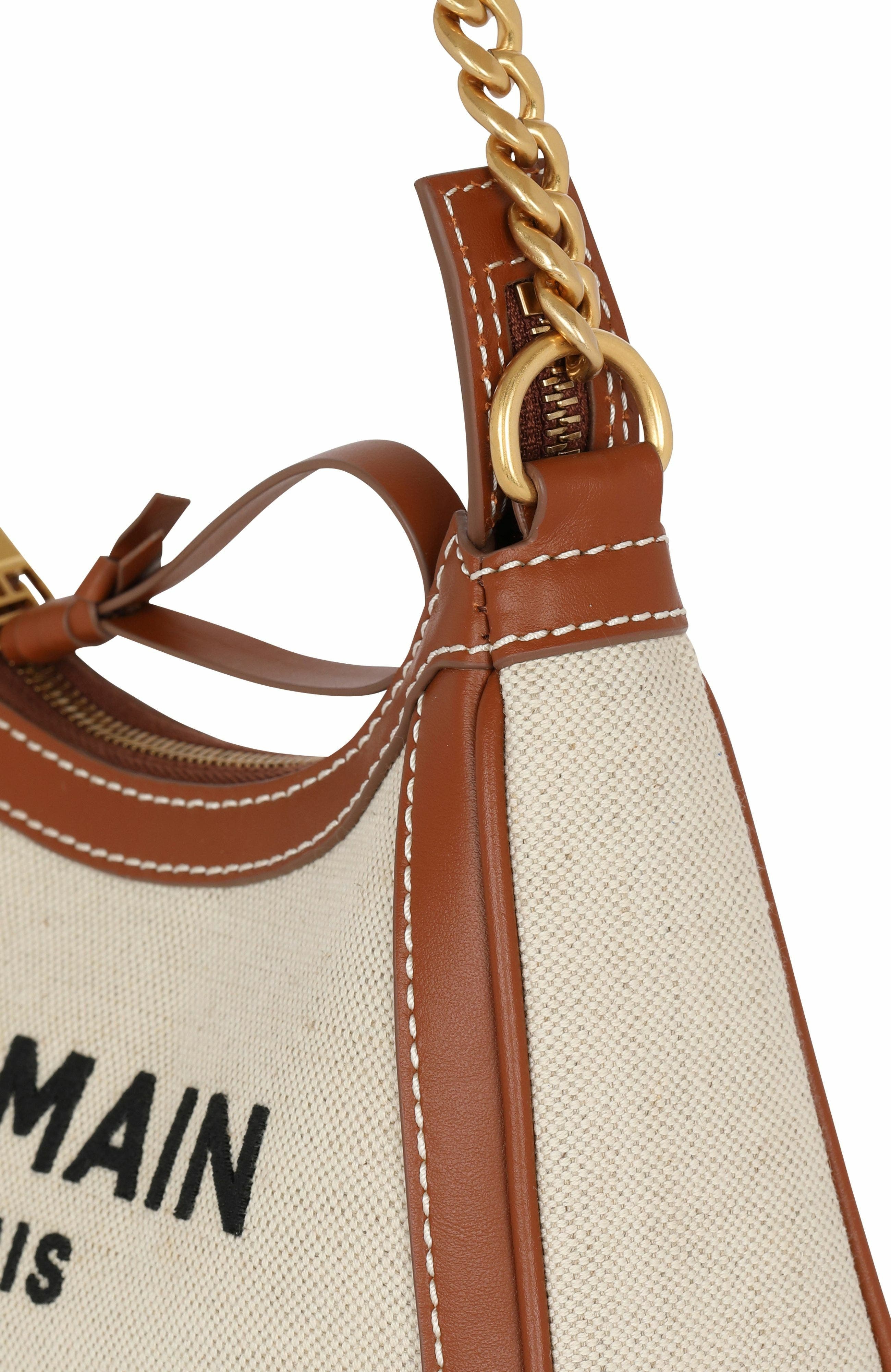 Balmain B-Army Shoulder canvas and leather bag in Beige at Nordstrom - 6
