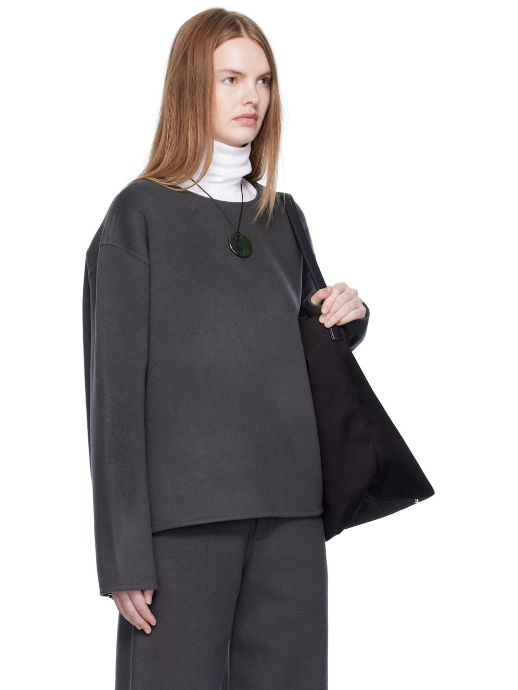 Gray Handmade Wool Cashmere Top - 2