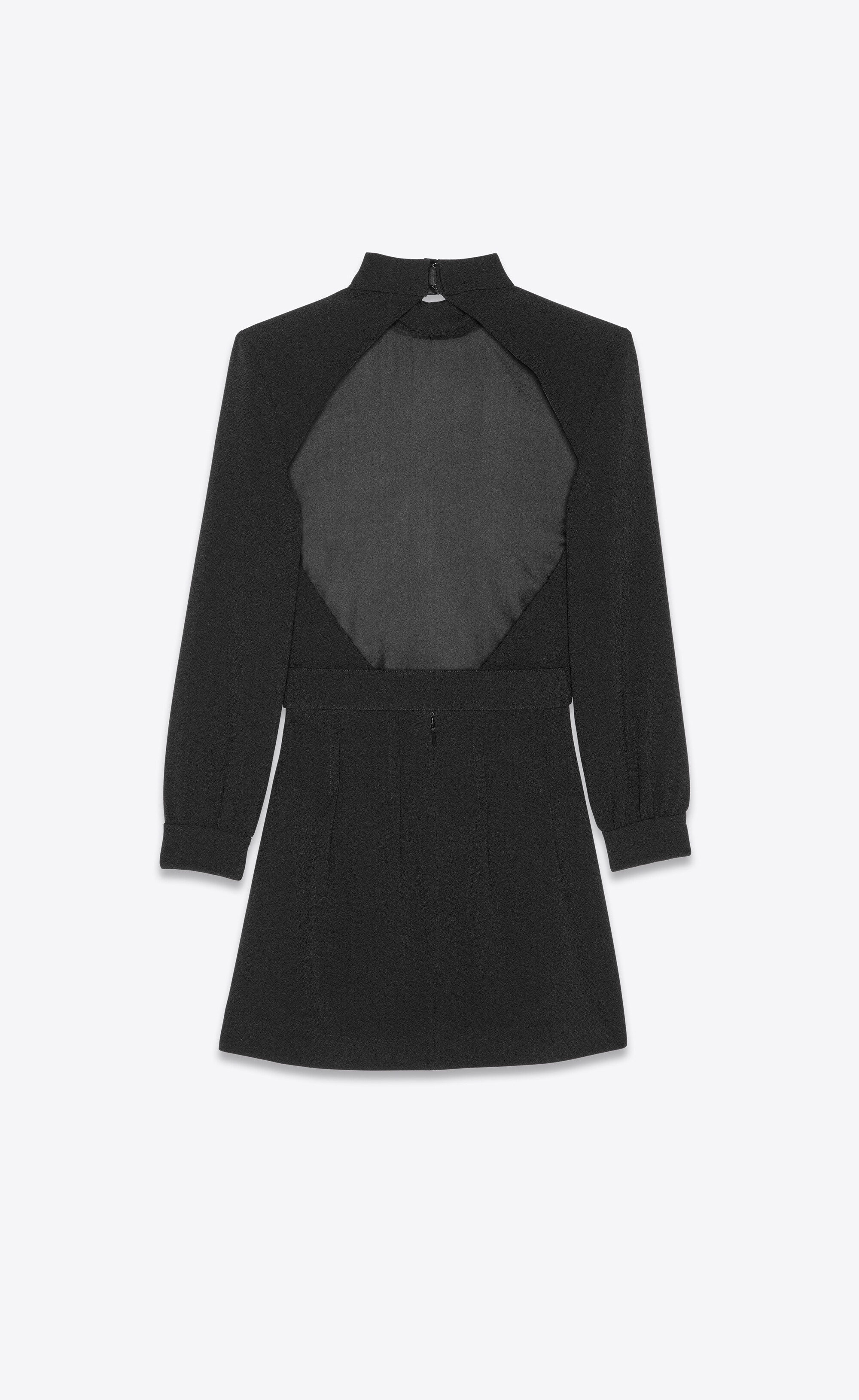 short backless dress in sablé saint laurent - 3