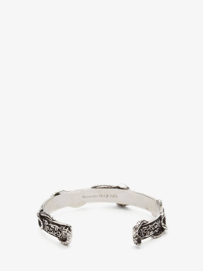 Alexander McQueen Skull And Snake Bracelet in Antique Silver outlook