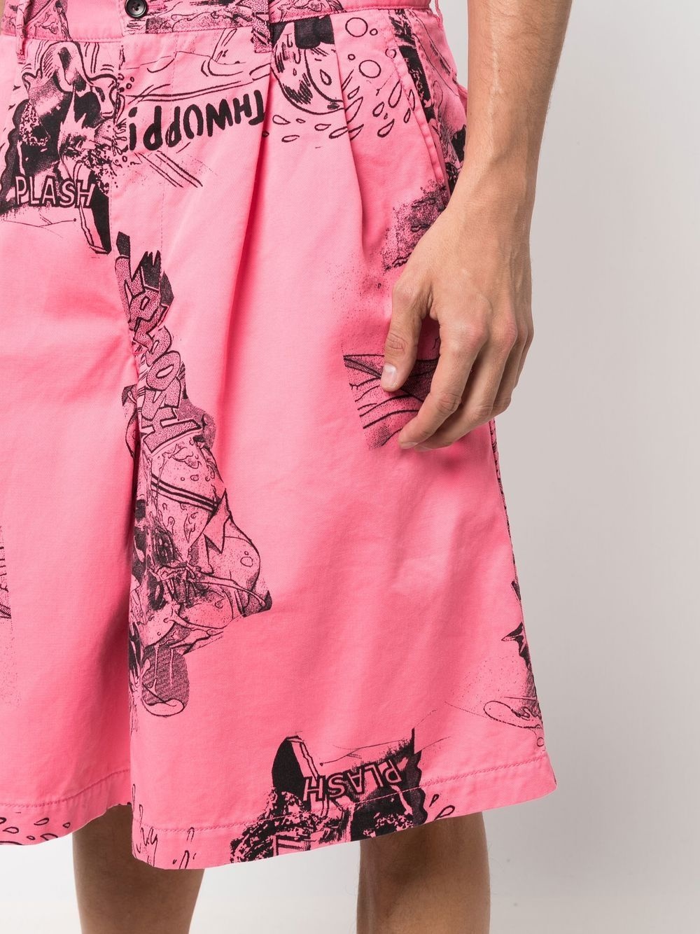 comics-print wide-leg shorts - 5