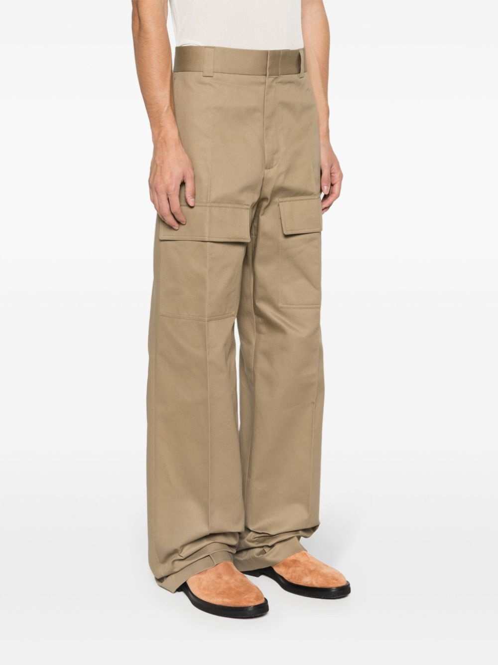 wide-leg cotton cargo trousers - 3