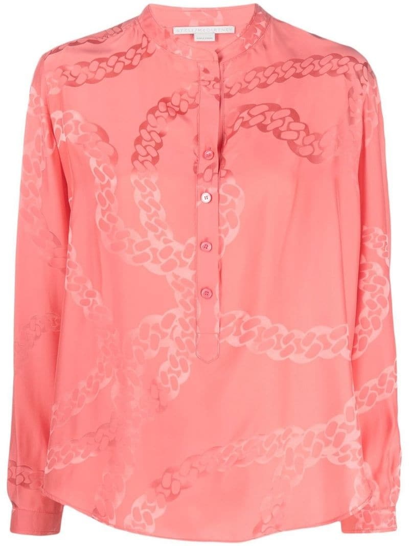 patterned satin blouse - 1