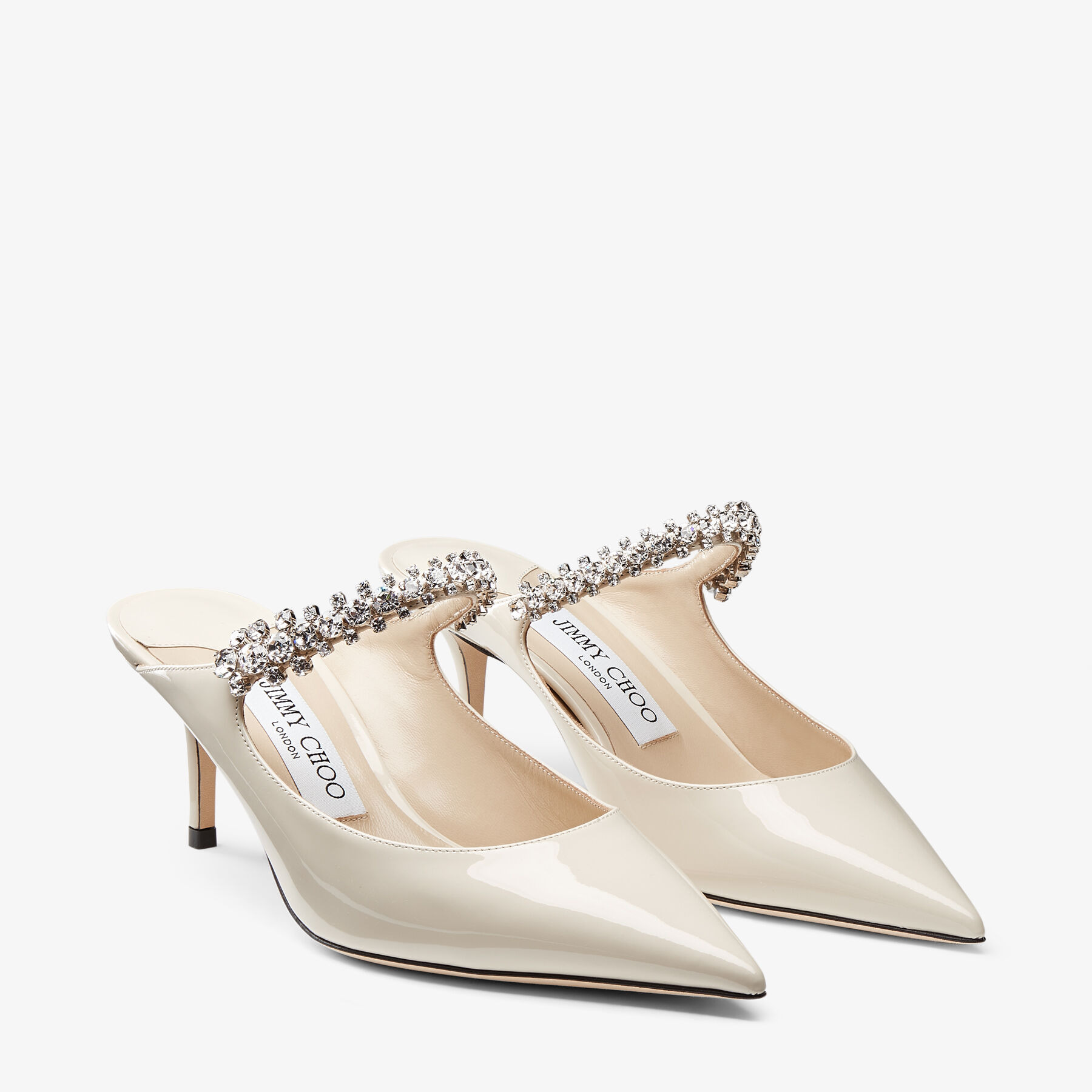 Bing 65
Linen Patent Leather Mules with Crystal Strap - 2