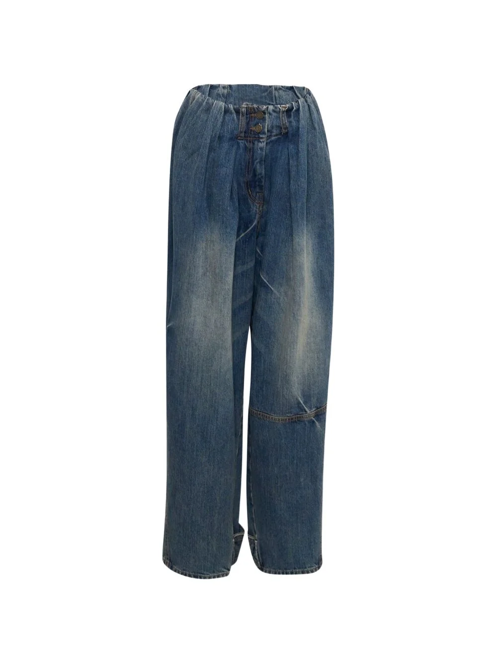 faded pleated-waist jeans - 1
